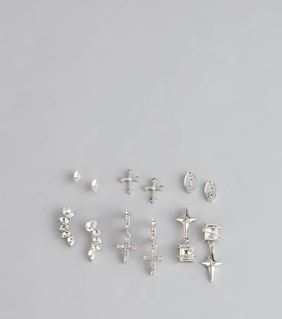 Switch Up Your Vibe Rhinestone Earrings Set