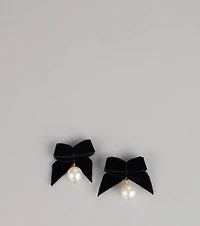Sweet on You Velvet Bow Pearl Earrings