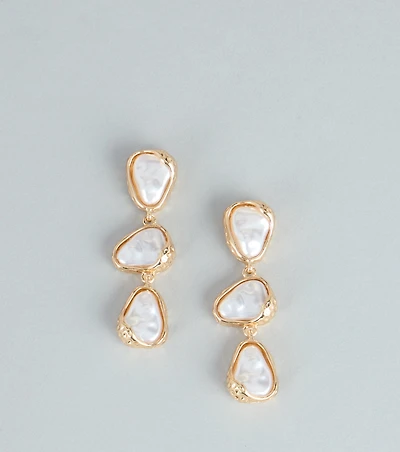 Polished Mood Faux Pearl Linear Earrings