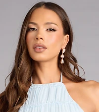 Polished Mood Faux Pearl Linear Earrings