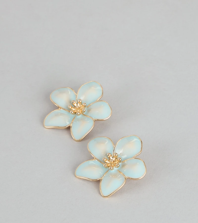 Chic Bloom Flower Statement Stud Earrings