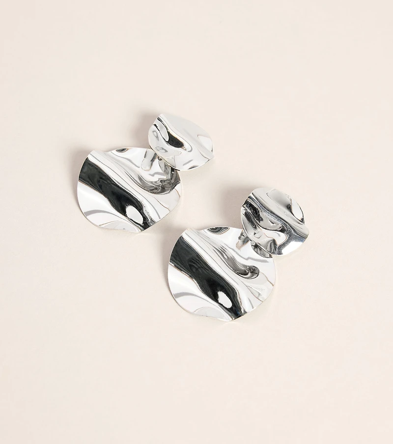 Mirror Check Circular Drop Earrings
