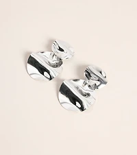 Mirror Check Circular Drop Earrings