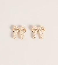 Tied Up In Pearl Bow Stud Earrings