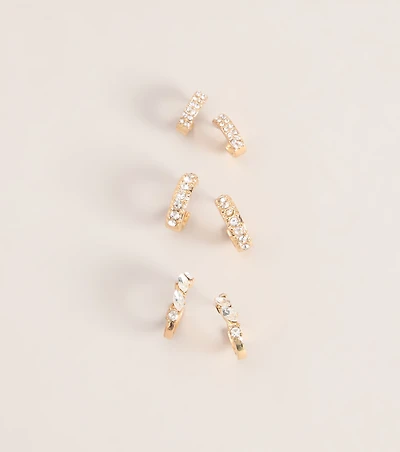 Triple The Shine Hoop Earrings Set