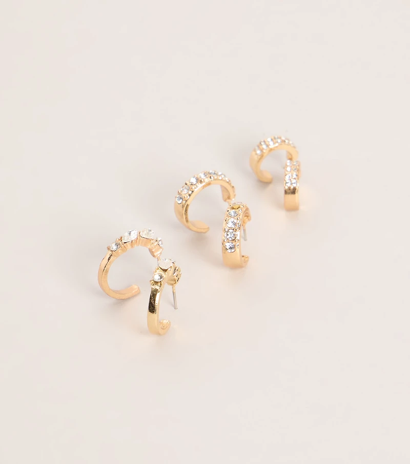 Triple The Shine Hoop Earrings Set