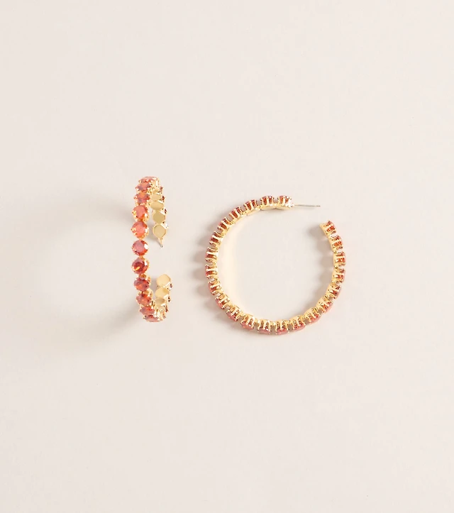 Plans Changed Rhinestone Hoop Earrings