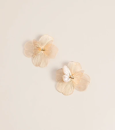 Pretty Extra Flower Statement Stud Earrings
