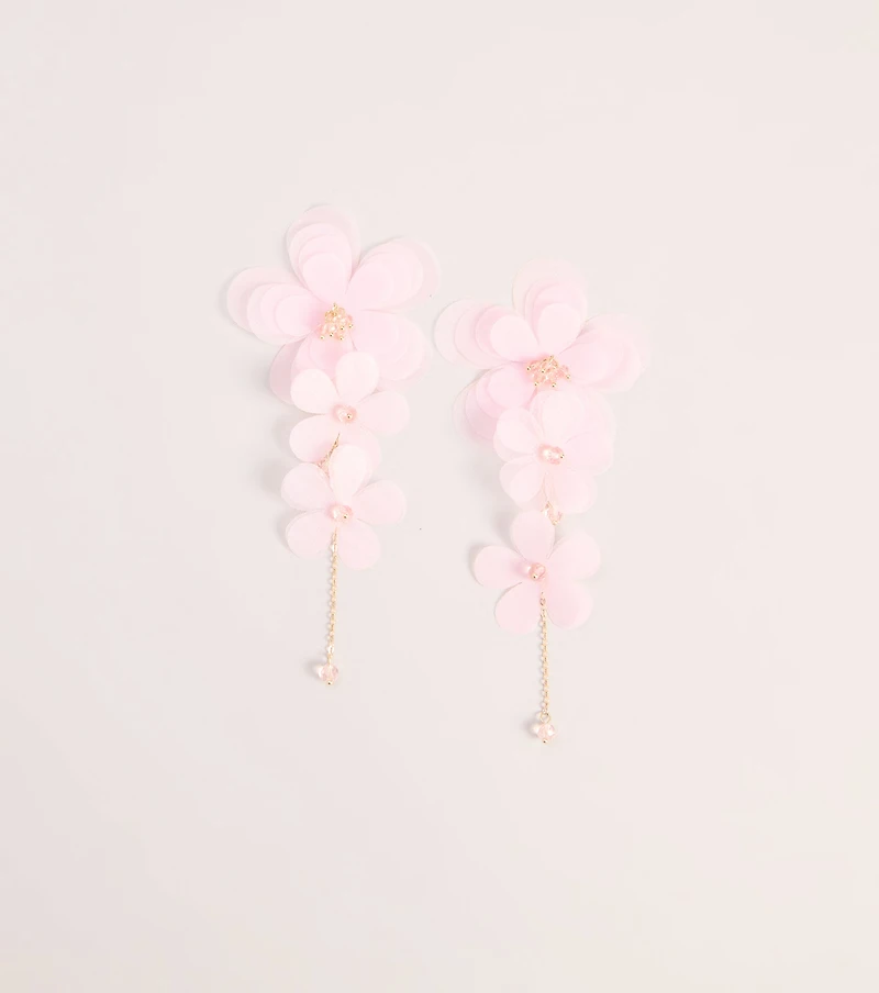 Petal Party Floral Linear Drop Earrings
