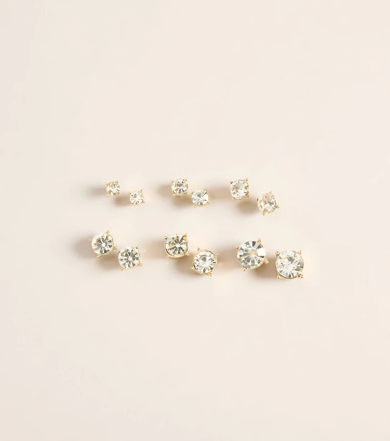 Spark It Up Rhinestone Stud Earring Six Pack