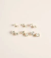 Spark It Up Rhinestone Stud Earring Six Pack