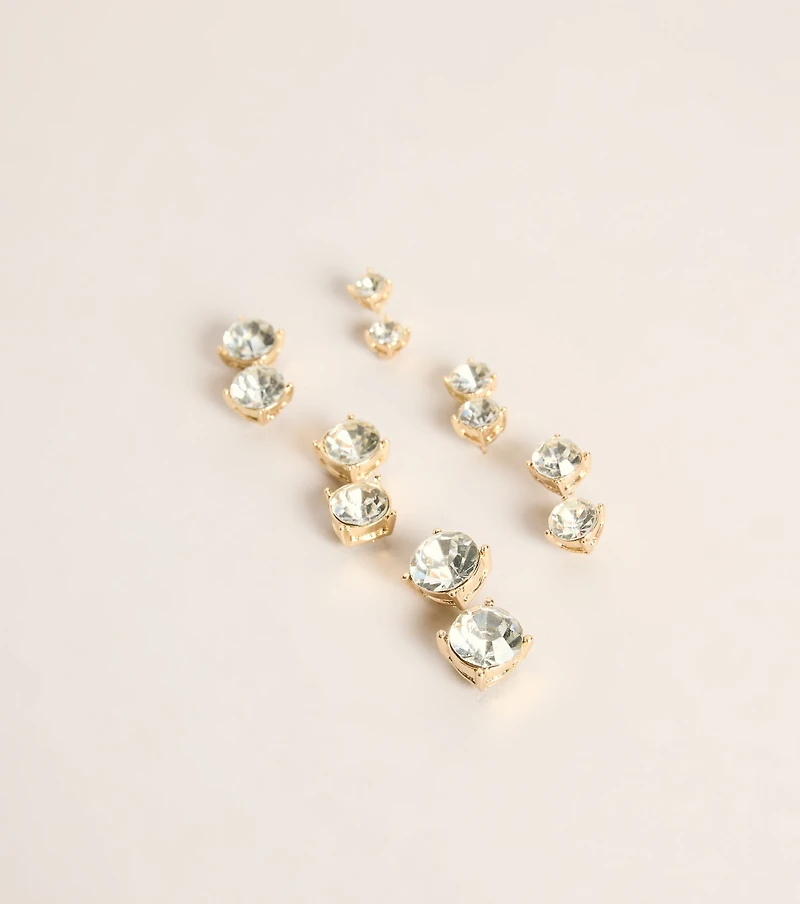 Spark It Up Rhinestone Stud Earring Six Pack
