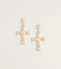 Cross My Mind Rhinestone Statement Earrings