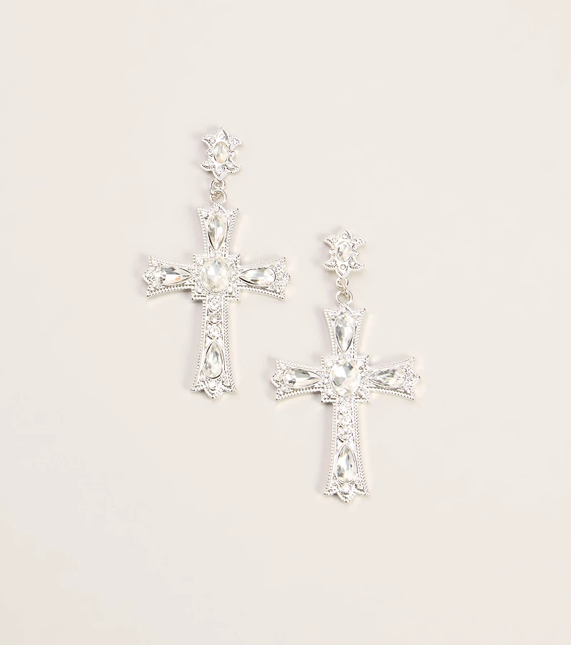Cross My Mind Rhinestone Statement Earrings