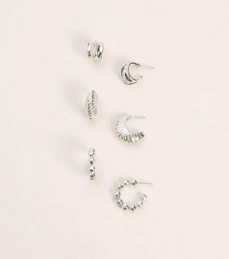 Triple Take Textured Hoop Earring Pack