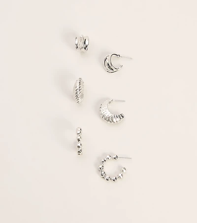 Triple Take Textured Hoop Earring Pack