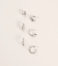 Triple Take Textured Hoop Earring Pack