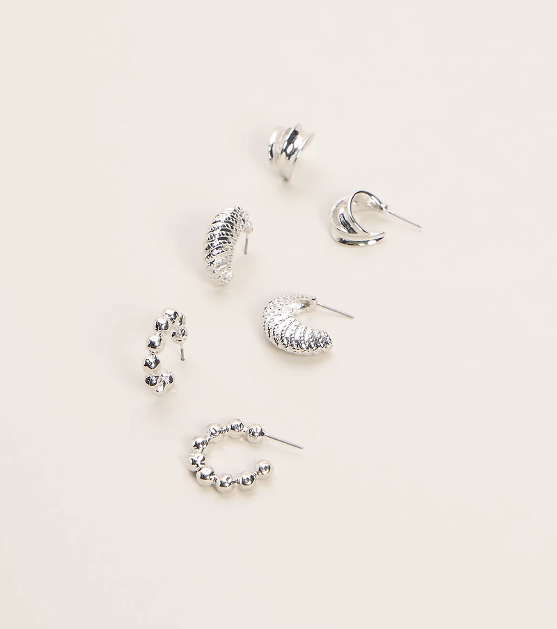Triple Take Textured Hoop Earring Pack