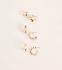 Triple Take Textured Hoop Earring Pack