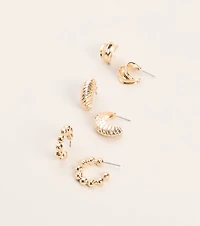 Triple Take Textured Hoop Earring Pack