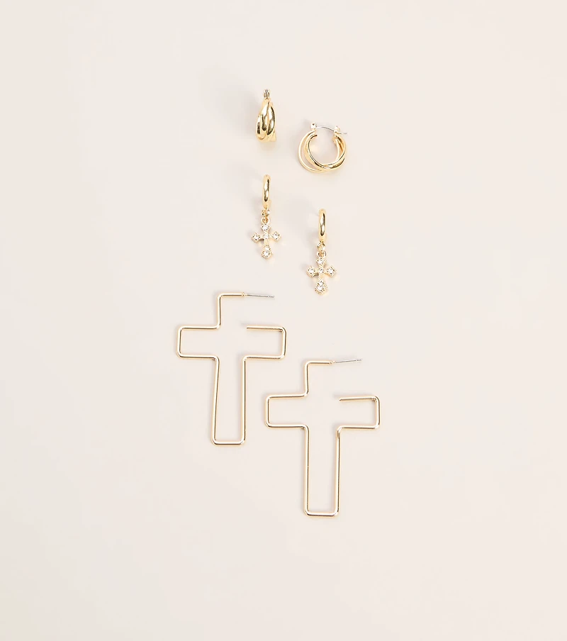 Cross Check Huggie Earring Three Pack