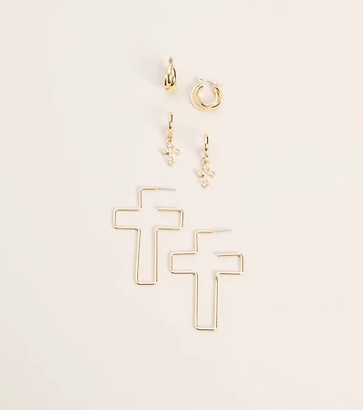 Cross Check Huggie Earring Three Pack