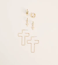 Cross Check Huggie Earring Three Pack
