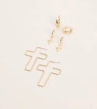 Cross Check Huggie Earring Three Pack