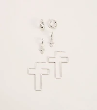 Cross Check Huggie Earring Three Pack