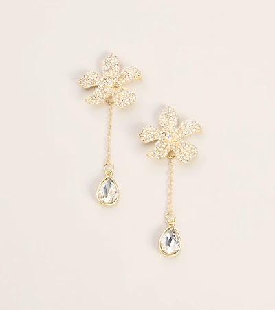 Petal To The Metal Rhinestone Drop Earrings