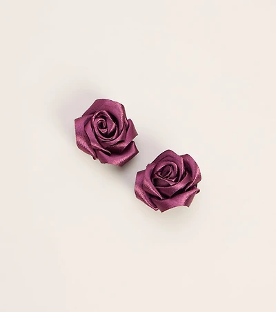 Rose Revival Satin Floral Statement Stud Earrings