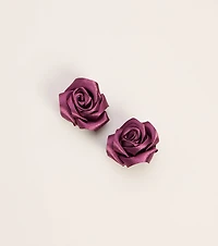 Rose Revival Satin Floral Statement Stud Earrings