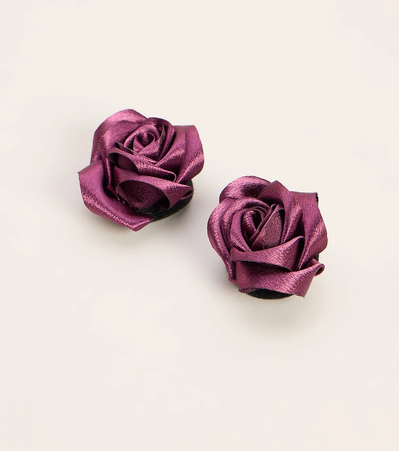 Rose Revival Satin Floral Statement Stud Earrings