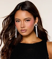 Fringe Benefits Rhinestone Earrings