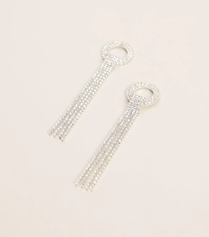 Fringe Benefits Rhinestone Earrings