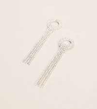 Fringe Benefits Rhinestone Earrings