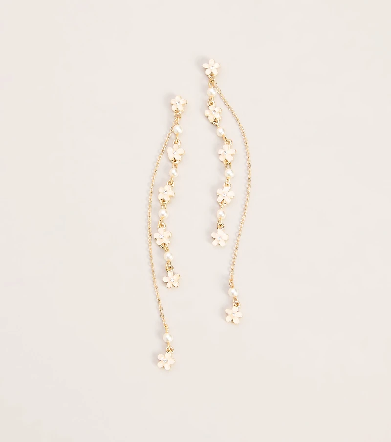 Petal Drop Flower Linear Earrings