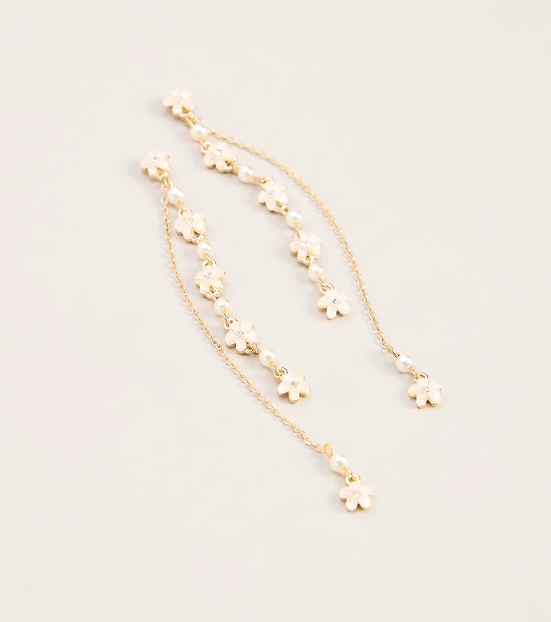 Petal Drop Flower Linear Earrings
