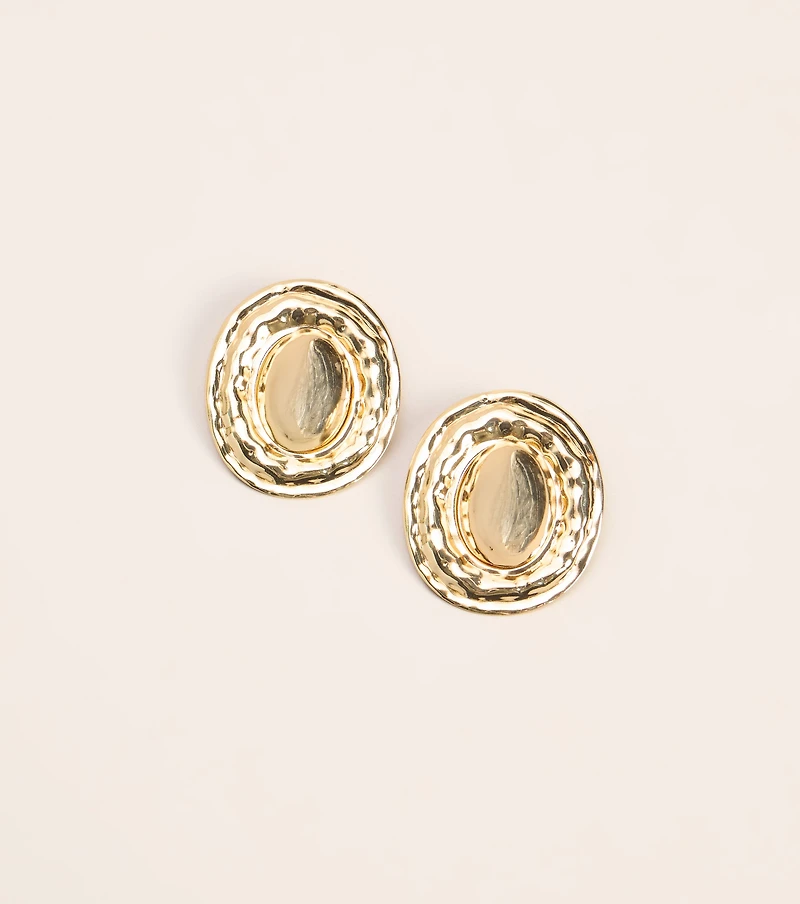 Golden Hour Hammered Oval Statement Earrings
