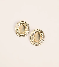 Golden Hour Hammered Oval Statement Earrings