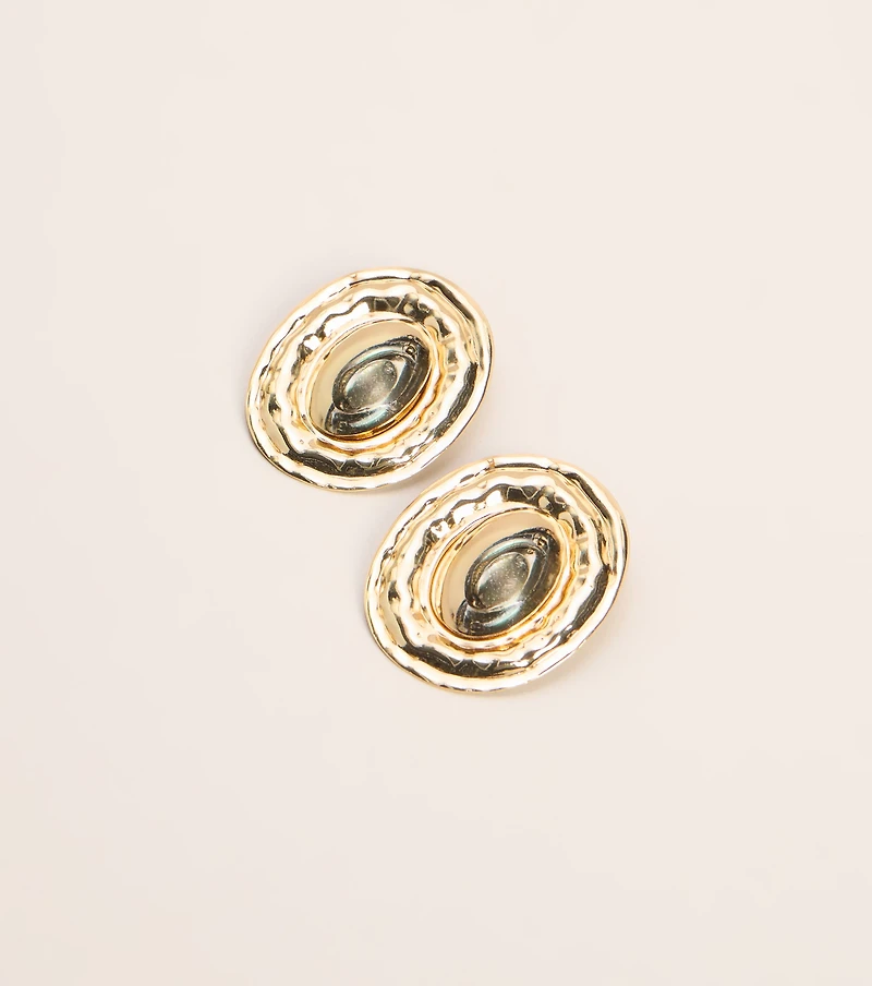 Golden Hour Hammered Oval Statement Earrings