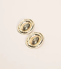 Golden Hour Hammered Oval Statement Earrings