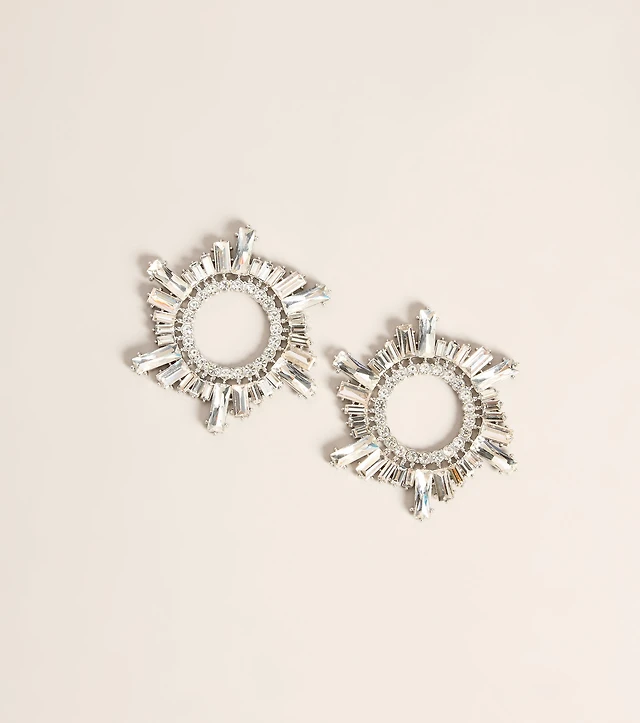 Star Power Rhinestone Burst Statement Earrings