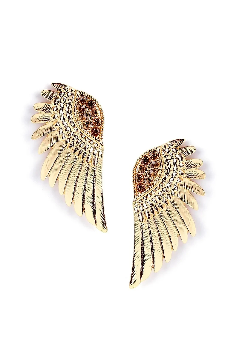 Winged Goddess Rhinestone Earrings