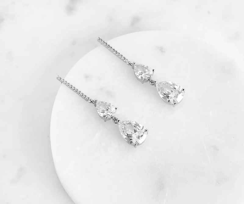 Radiating Teardrop Cubic Zirconia Earrings