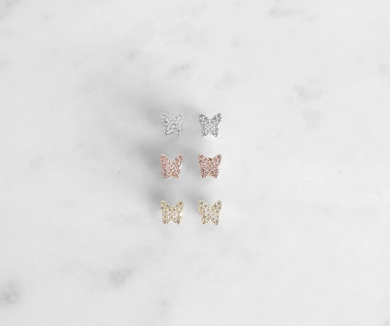 Be Free Butterfly Sterling Silver Stud Pack