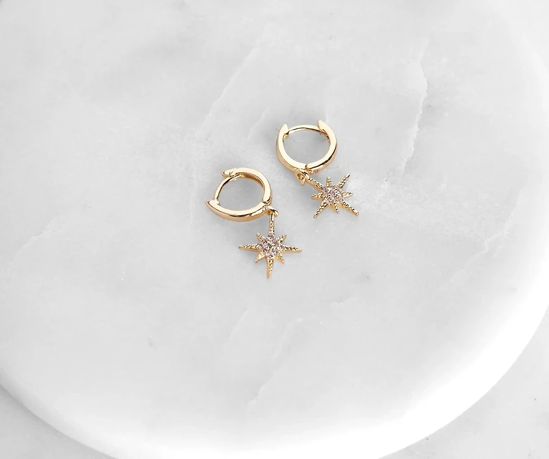 Starburst Rhinestone Huggie Earrings