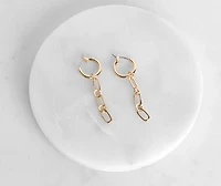 Mini Chain Drop Hoop Earrings