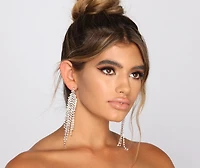 Go With It Iridescent Rhinestone Fringe Earrings