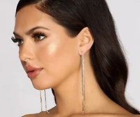 Born To Be Glam Rhinestone Fringe Earrings